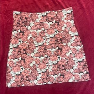 Sandro Brocade Pink + Black Floral Mini Skirt Size 2